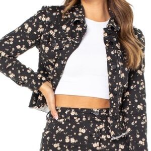 Celebrity Pink Floral Black Jean Jacket